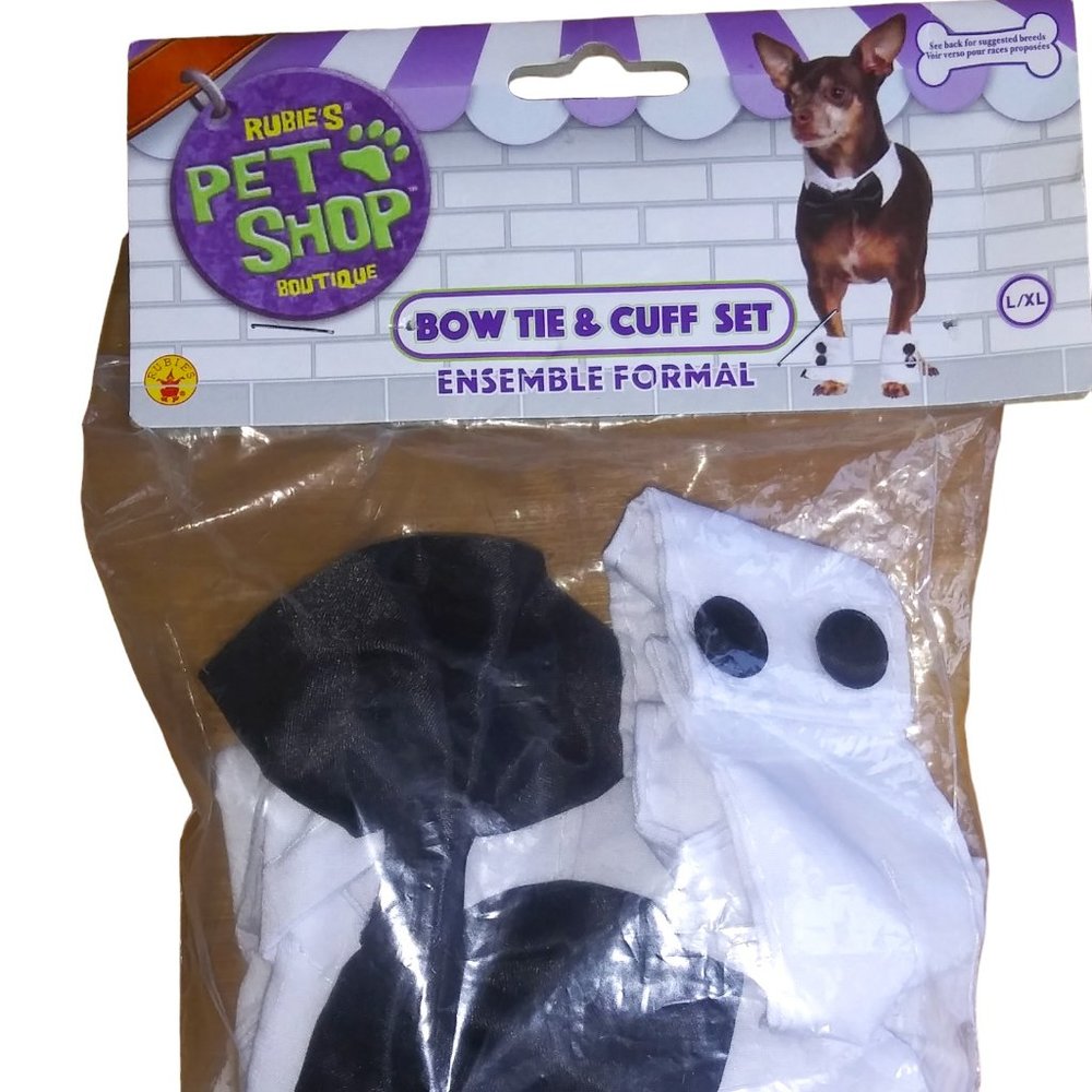 Rubies Pet Shop Boutique Bow Tie & Cuff Set Dog Halloween Costume Size L/XL NEW